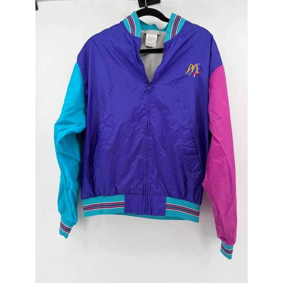 Crest Other - Vintage Crest McDonalds Jacket Mens Medium Purple Color Block Nylon Bomber 90s